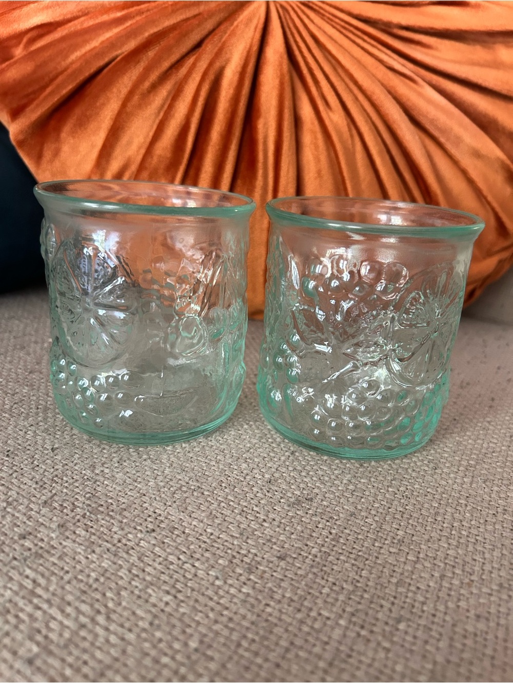 Amici Italian Green Frutta 12oz Glasses Set of 2 Kitchen Summer Drinking Cups